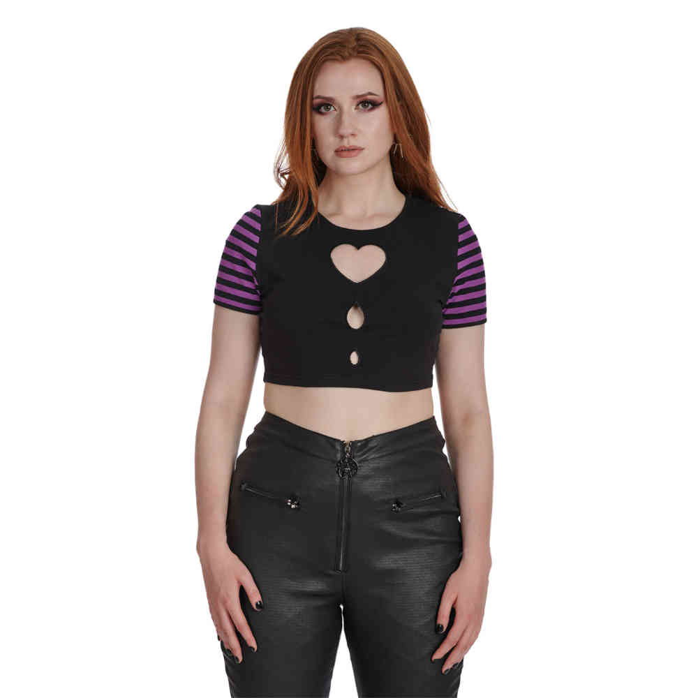 Banned - Aiko Cut Out Crop top - Paars/Zwart
